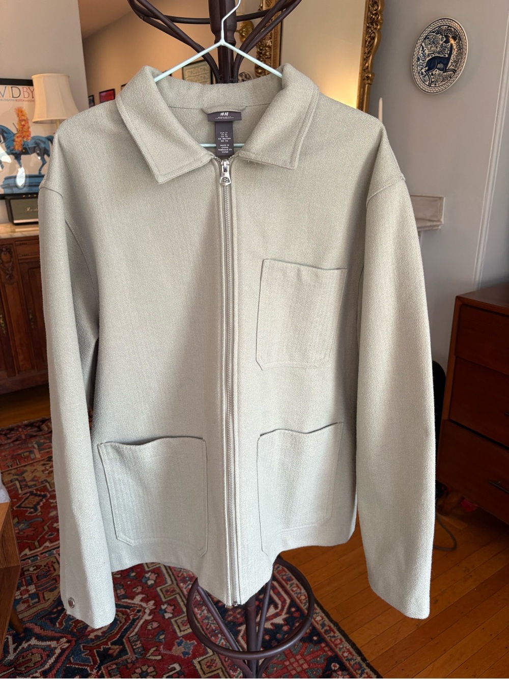 H&M Light Olive Zip-Up Sweater Jacket
